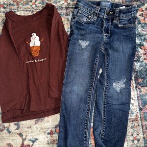 Old Navy Brown Top and Blue Jeans Set